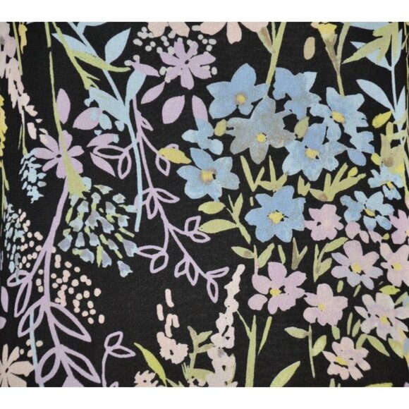 Calvin Klein Ladies Black Floral Blouse Top Size M Ruffled 3/4 Sleeves Career - Picture 5 of 14